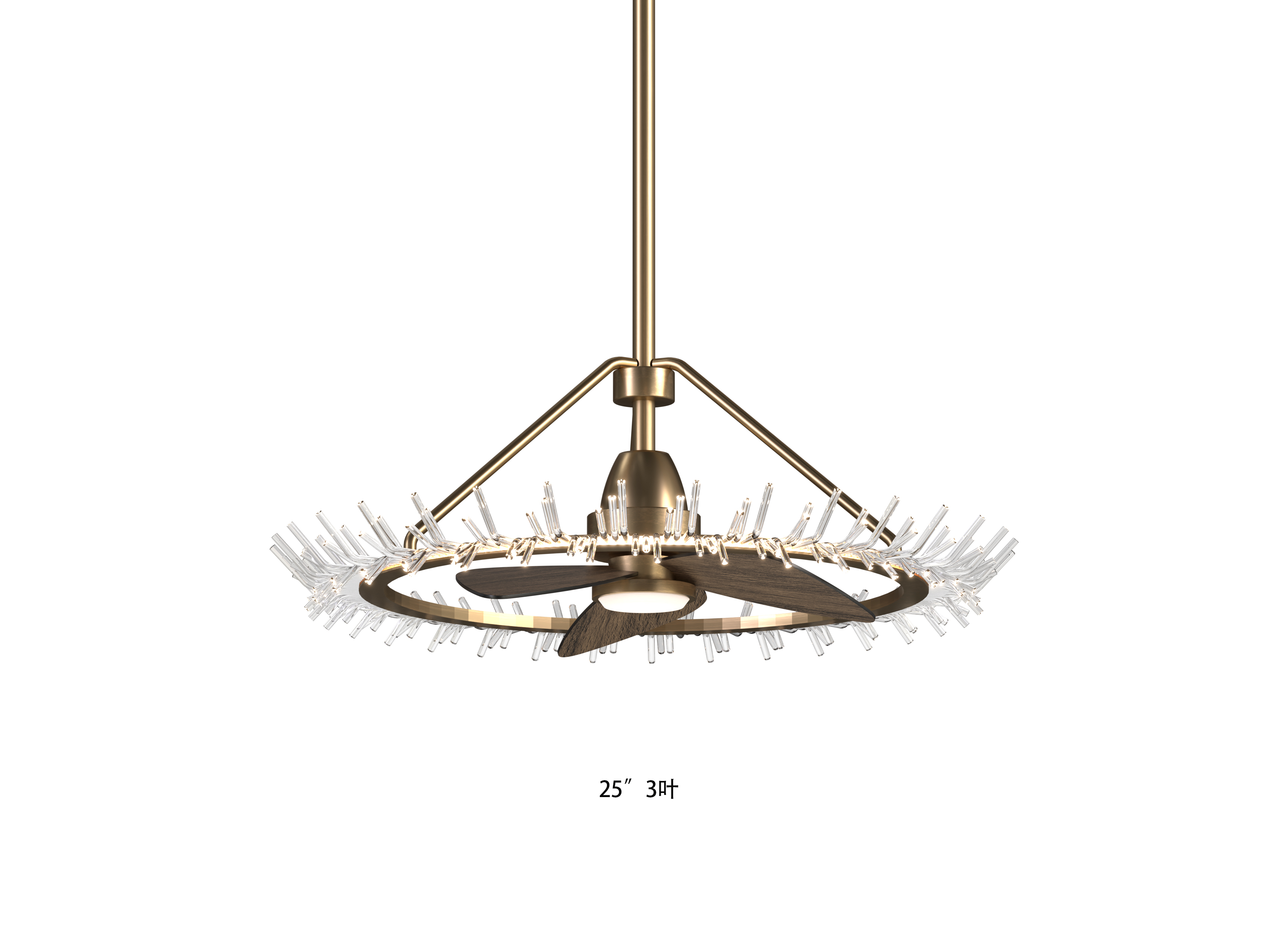 25" Crystal Chandelier Ceiling Fan — Gold Edition