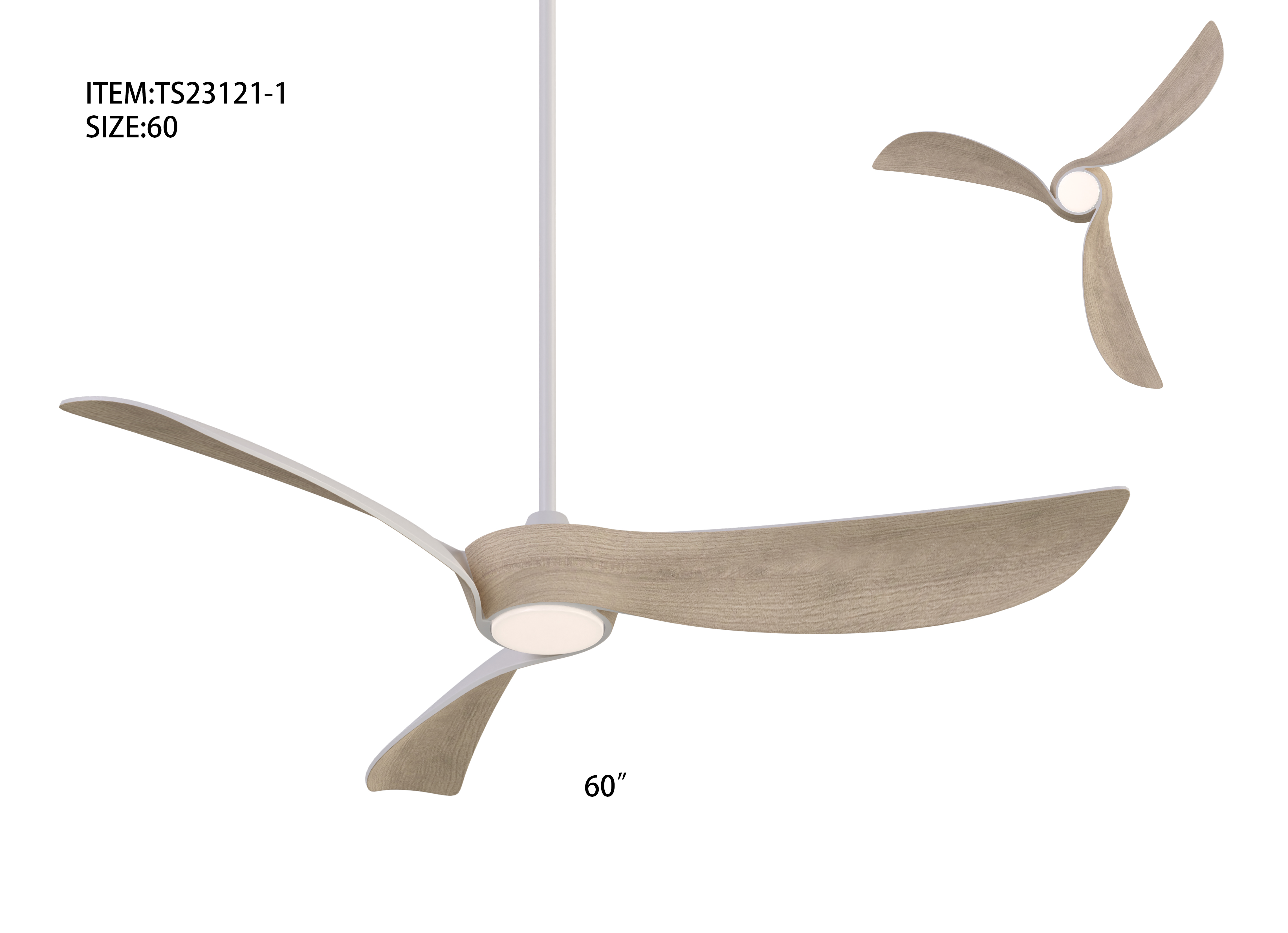 Modern 60" Ceiling Fan with LED Light (Model: TS23121-1)